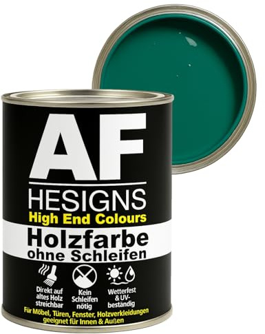 Alex Flittner Designs Peinture pour meubles sans ponçage en vert turquoise RAL6016 mat satiné 750ml Vernis pour meubles Bois & Métal Intérieur/Extérieur