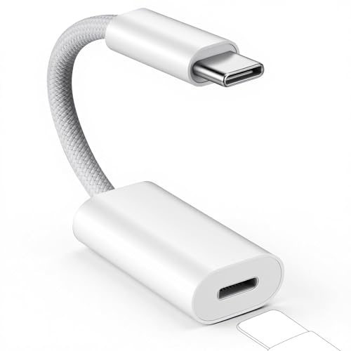 Wvoillty USB-C auf Lightning Kopfhörer Adapter 3-in-1, Typ-C auf Lightning Audio, Lade- & Datenadapter kompatibel mit iPhone 15, iPad Air, iPad mini 6, MacBook, Galaxy S22 Ultra
