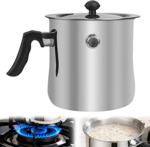 SGZIOO 1,5 L Milchtopf Induktion, Doppelwandig Simmertopf Induktion, Milchkochtopf mit Pfeife, Bakelitgriff, Edelstahl Wasserbad Topf Schmelztopf Puddingtopf, für Gas Elektro