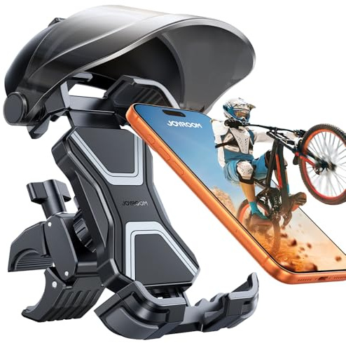 JOYROOM 2026 Support Téléphone Vélo avec Pare-Soleil, Support Téléphone Moto Anti-reflet, Montage en 1S, Support Universel pour Guidon de Vélo Compatible avec iPhone 17/16 et Samsung S26 (4,7-7)