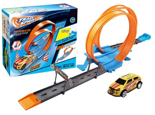 Mixnexorad Rennstreckenspielzeug,Flexibles Spielzeugauto,Zusammenbau des Rennstrecken-Rückziehwagens | Spielzeug mit flexiblen Gleisen, lustige Flexible Straßenspiele für Weihnachten, Halloween,