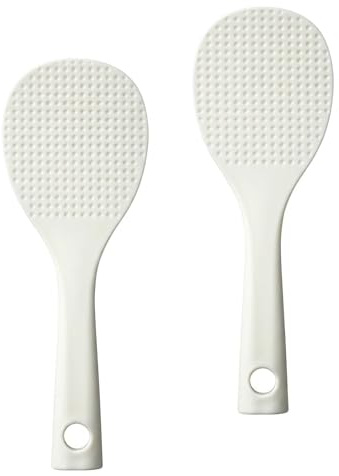 BDEPSTR 2 Pzas Cuchara de Arroz de Pie Antiadherente, Espátula de Arroz Vertical de Plástico de Grado Alimenticio para Arrocera y Sushi, Accesorios de Cocina Higiénicos y Prácticos, Blanco