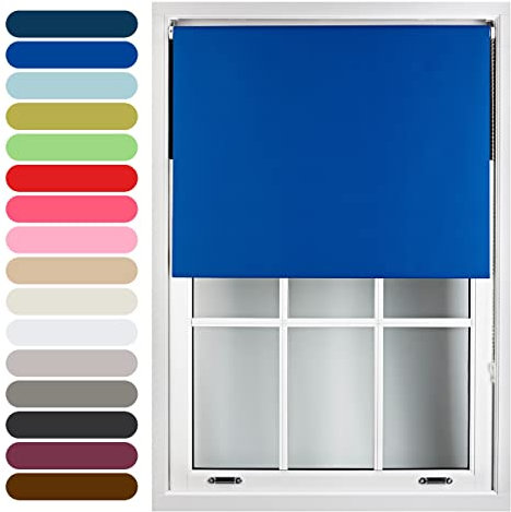 FURNISHED Rollos, Thermo-Verdunkelungsrollo – zuschneidbare, isolierte UV-Schutz, kindersicher, einfache Montage, Fensterjalousien für Zuhause und Büro, Blau, 150W x 210H cm