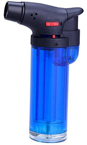JET FLAME 'CREME BRULEE', Küchenbrenner Gas Flambierer,Sturm-Feuerzeug (1x Blau) + 1x (Konsumany® Stab- Sturmfeuerzeug 12,5 cm Lang)