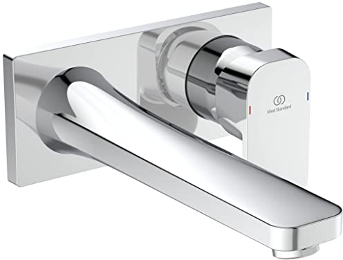 Ideal Standard A6335AA Tonic II Wand-Waschtischarmatur Wandmontage, Bad-Wandarmatur mit Auslauf, Mischbatterie Wasserhahn, Wassersparend, Chrom