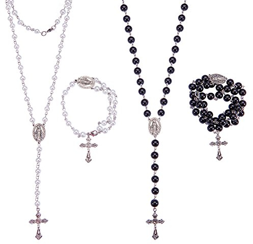 SUNNYCLUE Rosenkranz Machen Kit Perlen Bead Rosenkranz Halskette DIY Kit - 6mm & 8mm handgefertigte Perlen Ketten, Kruzifix, Rosenkranz Herzstück-Machen 2 Rosenkränze