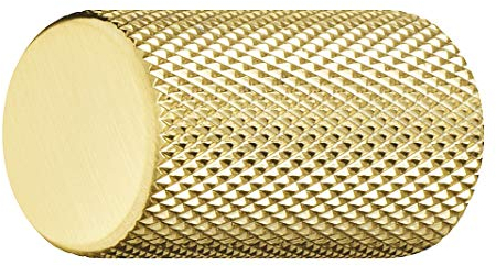 Gedotec Möbelgriff Messing poliert - Aluminium Möbelknopf Vintage Schrankknopf geriffelt - KING | Türgriff Möbel-Schranktür | Knopf Ø 17 mm | Knauf rund | 1 Stück - Türknopf Gold mit Gewindeschrauben