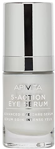 Apivita 5 Actions Sérum Soin Intensif Yeux 15ml - Enrichi en propolis et lys blanc - Combat les cernes, les poches sous les yeux, les ridules autour des yeux, les signes de fatigue