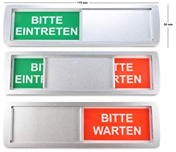 SynMe GROßES Bitte EINTRETEN/Bitte WARTEN Schiebeschild XL - 17,5 x 5 cm - Mit Schieber & Festhaltemagneten - Starke 3M Klebefläche - Frei Besetzt Klebeschild - Freibesetzt - Raumstatus Germany (1)