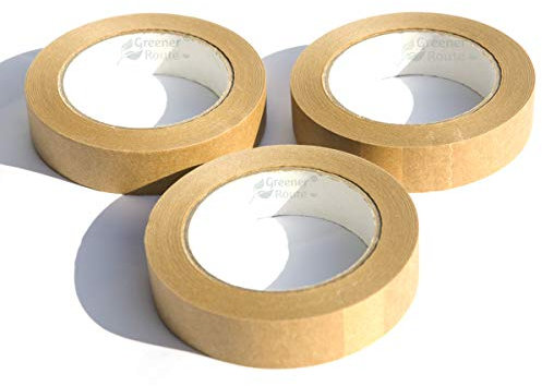 3X 25mm X 50m Brown Paper Framers Tape - Self-Adhesive Kraft Paper Tape - Vegan Friendly - Eco-Friendly - Fully Recyclable (3)