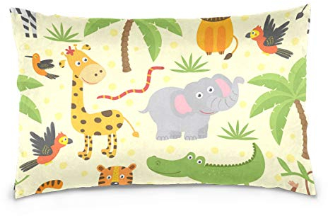 Linomo Kissenbezug 40x60 cm, Elefant Löwe Giraffe Tiger Dekorative Kissenbezug Kissenhülle für Couch Sofa Bett Hause