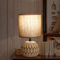 Aigostar Lampada da Comodino, Moderna Lampada da Tavolo Base in Ceramica Paralume in Stoffa, Attacco E14, 14 * 14 * 26cm Cavo 1.3 Metri, Design Vintage