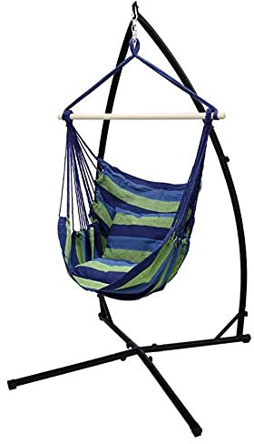 POPSPARKk Support pour chaise suspendue support pour hamac structure portante autoportante en métal 214 cm, maximum jusqu'à 120 kg, style X (non inclus chaise suspendue et hamac )
