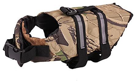 DeHolifer Schwimmweste Hund Klein 0-30KG Verstellbare Rettungswesten für Boote Sommer Hundeschwimmweste mit Starkem Auftrieb Rettungsweste Schwimmweste für Hunde Licht Auftriebsweste (Braun, S)