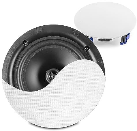 Power Dynamics NCBT6 - Lot de 2 Haut-Parleurs de Plafond Bluetooth - Blanc, 6,50 Pouces, 60 Watts, Design Élégant, Enceintes Public Address, Idéal pour Les Bars, Magasins, Restaurants…