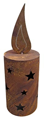 Windlichtkerze ca.35 cm hoch aus Metall Edelrost Rost Weihnachten Deko Gartendekoration Kerze Windlicht Beerdigung Trauer Grab Feuer Flamme