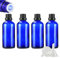 ZEOABSY 4 Stück Leer 100ml Braunglas Flasche mit Tropfmontur Originalitätsverschluss, Tropfflasche Blau mit Schwarz Schraubverschluss Glasflaschen für Ätherisches Öle Essenzen Aromatherapie