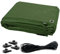 1.5 x 2 m Tarpaulin Waterproof Heavy Duty Cover Ground Sheet Camping Multipurpose Furniture Caravan with 4 Tarp Clips and 10 m / 32 ft Bungee Cord (Green – 90 GSM)