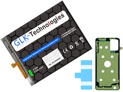 High Power Ersatzakku kompatibel mit Samsung Galaxy A31 A315F, A22 A225F GLK-Technologies Battery | accu | 5100 mAh Akku | inkl.Klebestreifen Akkuklebestreifen Reparaturset