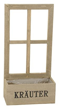 finehomegarden Holz Kräuterkasten Pflanzkasten Blumenkasten Pflanzgefäß Vintage Natur Fenster 29x15cm H57cm