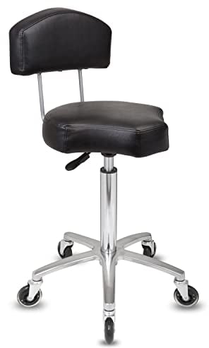 Staboos Rollhocker bis 160 kg - Ergonomisch geformter Sitz mit Rollen und Lehne - Drehhocker (Premium Rollen) Praxishocker höhenverstellbar (55 cm bis 75 cm)