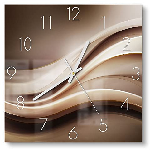 DEQORI Glasuhr | 30x30 cm | Motiv Edelmetallschwingung | ausgefallene leise Design Uhr aus Glas | Wanduhr für Wohnzimmer & Küche | moderne Hingucker Uhr für die Wand