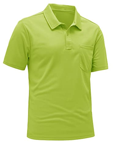 Rdruko Mens Short Sleeve Polo Shirts Summer Casual Smart Golf Tops Breathable Quick Dry Outdoor Work Hiking Camping T Shirt Chartreuse XL