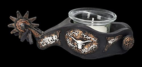 Teelichthalter Western Style Cowboystiefel-Sporen | Deko Indianer Wilder Westen Kerzenhalter Mehrfarbig