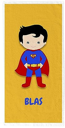 Pla Pla Pla | Toalla Personalizada de súper héroes con Nombre del niño o la niña | Toalla de Playa o Piscina | Toalla baño con Dibujo de Super heroe | Toalla Infantil 70x140 cm.