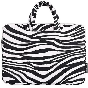 Hixingo Laptop Sleeve Case 12-15 inch, Waterproof Durable Computer Bag Cover with Handle for Men and Women, Easy To Clean, Zebra Print