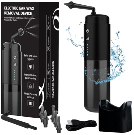 Kit de limpieza de oídos - Kit de limpieza de oídos eléctrico con agua - Sistema de irrigación de oídos seguro, lavadora de cera de oídos, equipo de lavado de oídos para limpieza de oídos Hitbod