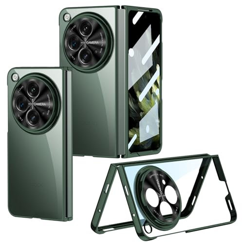 COQUE Funda para OPPO Find N3,Funda Protectora integrada para teléfono móvil con película Transparente galvanizada,Cubierta de Teléfono Plegable para OPPO Find N3-Verde