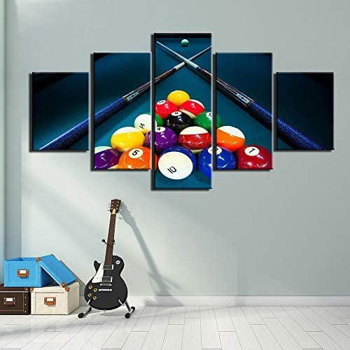 Leinwand Wandkunst Leinwanddrucke Malerei 5 Tafeln Stücke Mehrere Bilder, Snooker Billard (Mit Rahmen 150 X 100 Cm) Giclée-Druck Auf Leinwand, Poster, Wanddekoration, Geschenke Für Wohnzimme -3D3I-L2