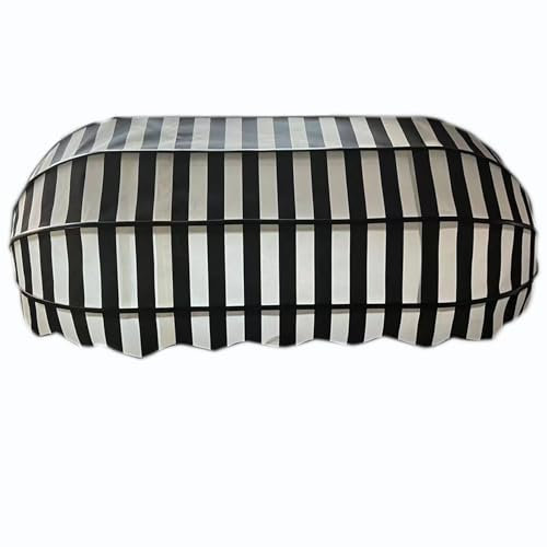 XLIHAWY Marquise Porte, Imperméable Tissu en Polyester Auvent Porte, Pliable Support Galvanisé Abri Protection, Protection UV Pluie Neige (Couleur : Black+White, Taille : 55.12x19.7in)