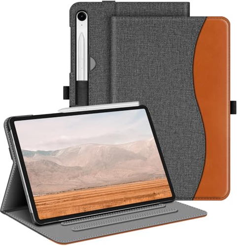 Fintie Funda para Samsung Galaxy Tab S10 Lite 2025/ S10 FE/ S9 FE de 10,9/Tab S9 de 11 2023, Funda multiángulo Folio con Compartimento para Documentos y función de Apagado automático, Gris-marrón