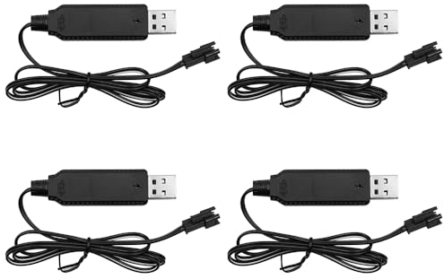DollaTek 4PCS RC Batterie Ladegerät 3,7 V Lipo Batterie Ladegerät mit SM-2P Anschluss für RC Auto SCX24 Splatter Ball Gun FPV Drone Quadcopter
