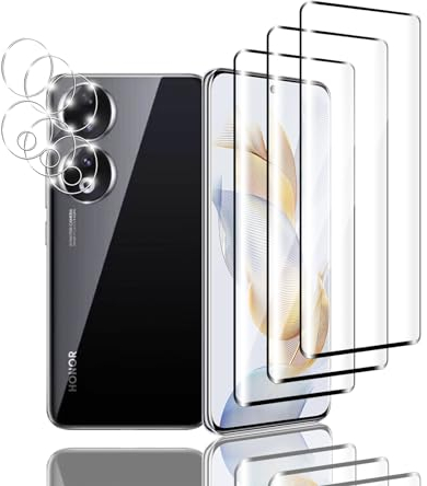 Zicurz 3+3 Piezas Protector de Pantalla para Honor 90 5G Cristal Templado, 3 Piezas Vidrio Templado y 3 Piezas Protector de Lente de Cámara, HD Transparente 9H Ultra Resistente