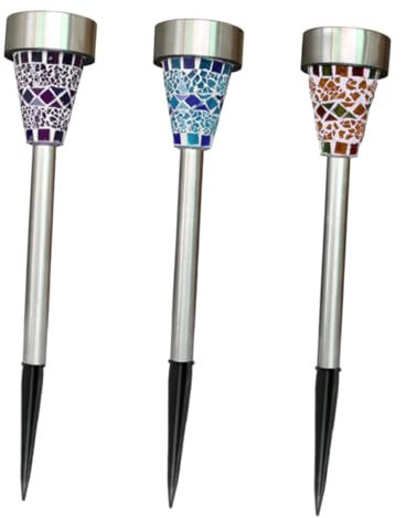 BESPORTBLE Solarleuchten Für Den Garten Mosaik 3er-pack Solar- -leuchten Für Wege Im Freien Zufällige Farbe