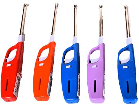 5 encendedores de fuego de gas con varilla flexible práctica para cocina y chimenea, ecológica y recargable, estufa de leña y barbacoa, luces eléctricas para vela, para interior y exterior, 27 x 4 x