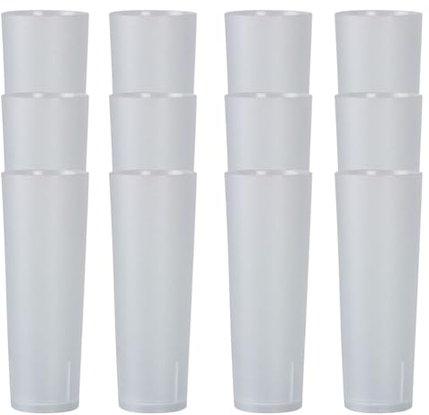 PARENCE.- Lot de 20 Verres Tubes en Plastique Dur Réutilisable - 33cl / Grande Contenance, Tous Type de Boisson, Anti Casse