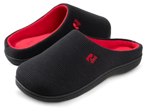 RockDove Herren Original Zweifarbige Hausschuhe mit Rückstellschaum, 44/45 EU, Schwarz und Rot