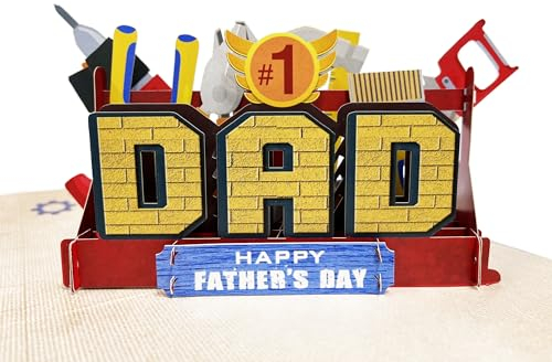 CUTPOPUP Nummer 1 Papa - Geburtstagskarten für Männer, Karte Vatertag, Geburtstagskarte Mann, Geburtstags-Pop-Up-Karte, 3D-Grußkarte Ehemann Ihn Junge Sohn Mann Vater (Number1 Dad) US8-SD185DE