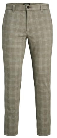 JACK & JONES Jpstmarco Jjcooper Structure Chino Sn Pantalon, Abbey Stone/détail : à Carreaux, 30W x 32L Hommes