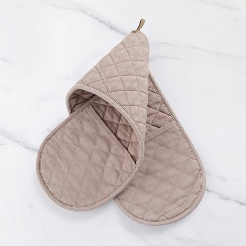 No. 918 Martell Stonewashed 100% Cotton Quilted Double Oven Mitt, Blush Pink