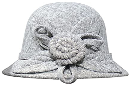 Generisch Regenhut Damen Wasserdicht - und sommerblumen für Damen, runde Oberseite, lässig, Basin-Kappe, kleine Melone Samt Hut Damen (Grey, M)
