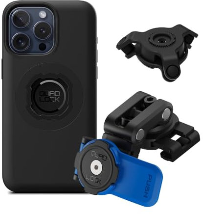 Quad Lock Motorcycle Brake Reservoir Phone Mount Kit with Vibration Dampener and iPhone 15 Pro Max MAG Case