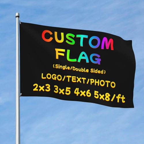 PRFELMG Personalisierte Gartenflagge - Gestalten Sie Ihre Flagge mit eigenem Design, Foto/Logo/Text, ideal für Festivals und Outdoor-Veranstaltungen - 2x3 Ft - einseitig bedruckt.