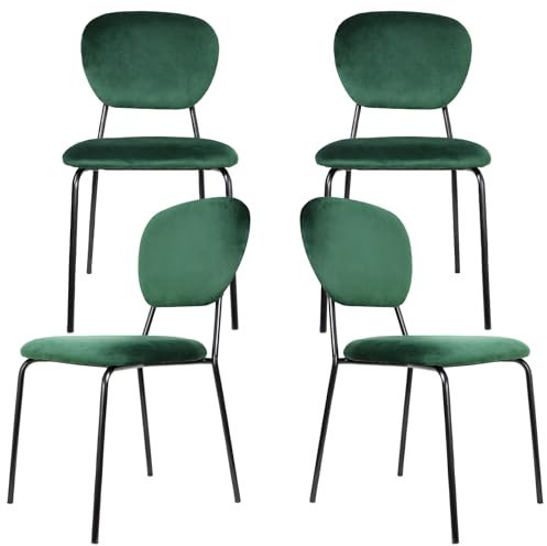 U2PICK Esszimmerstühle 4er-Set, Stapelbar Essstühle Samtbezug Polsterstuhl Stühle, Polsterstuhl mit Rückenlehne Metallbeinen, Akzentstuhl für Wohnzimmer Schlafzimmer Küche,Grün