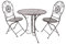Kobolo Metalltischset Gartentischset Tisch und Zwei Stühle aus Metall in der Farbe braun