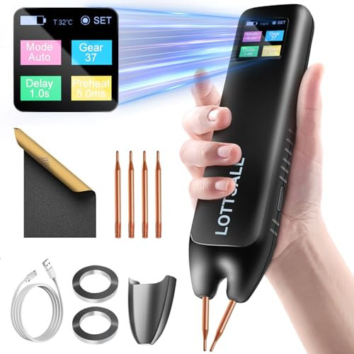 Akku Punktschweißgerät, Handheld Punktschweißgerät mit automatischen und manuellen Modi, 99 einstellbaren Geschwindigkeiten für DIY-Akkupacks, LED-Anzeige